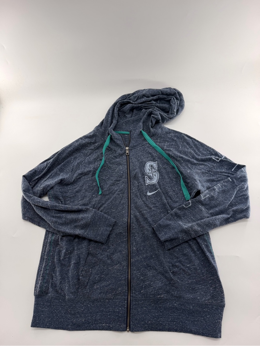Nike Gym Vintage Seattle Mariners Full Zip Blue Green MLB Baseball Hoodie Light
